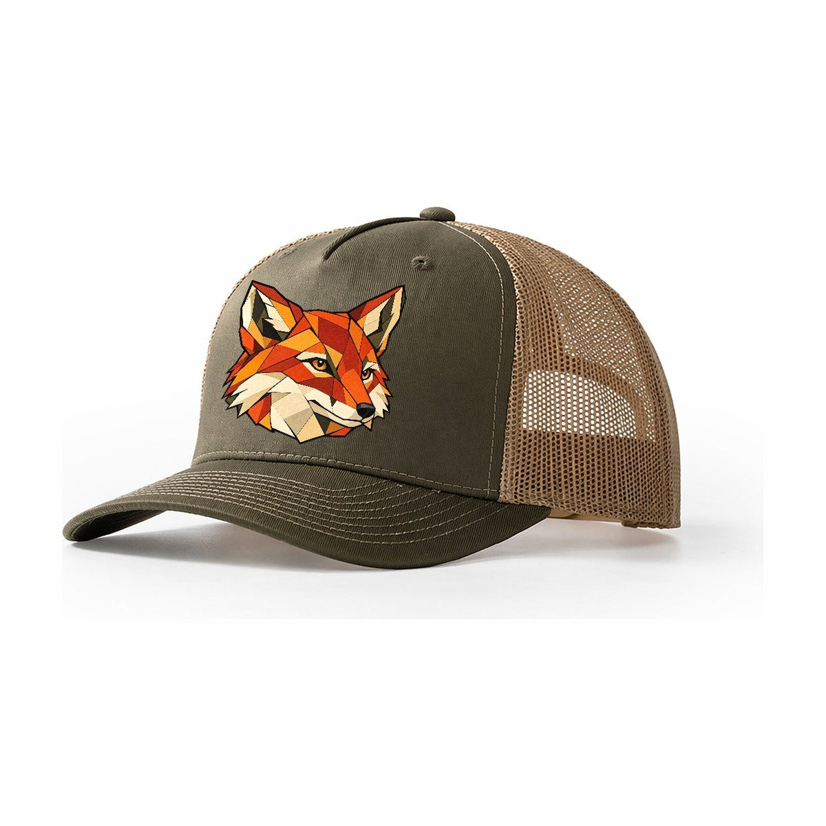 Red Fox Head Wildwood Mosaic Trucker Hat – Olive Khaki