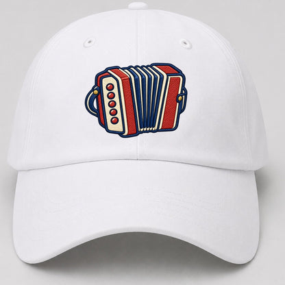 Button Accordion Tiny Solo Marks Baseball Cap – White