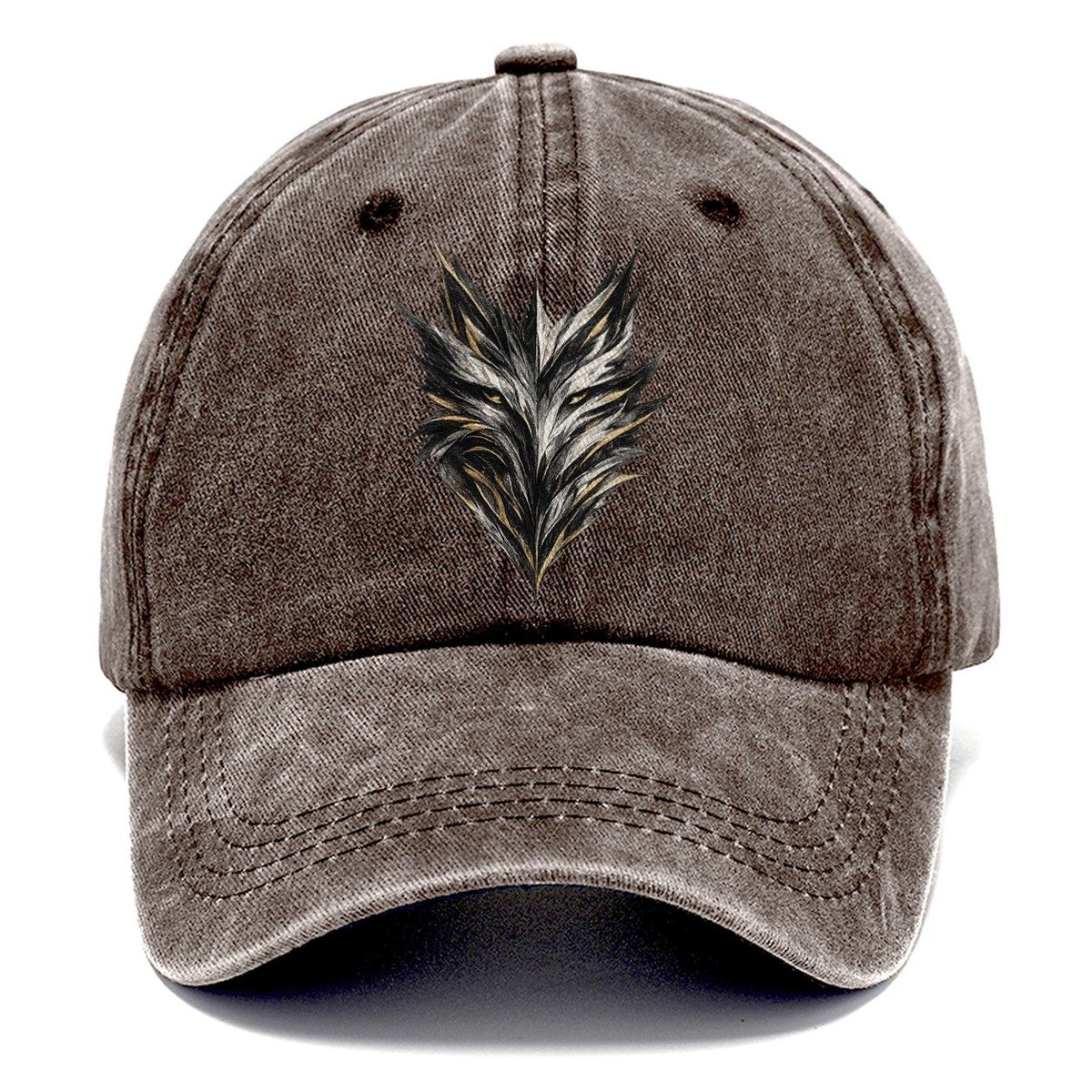 Black Gold Wolf Face Classic Cap – Brown