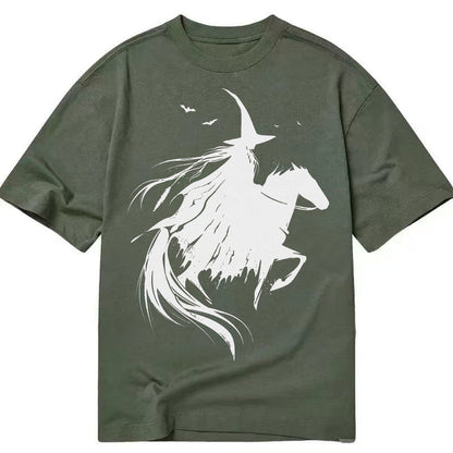 Witch On Horse Classic T-shirt – Army Green