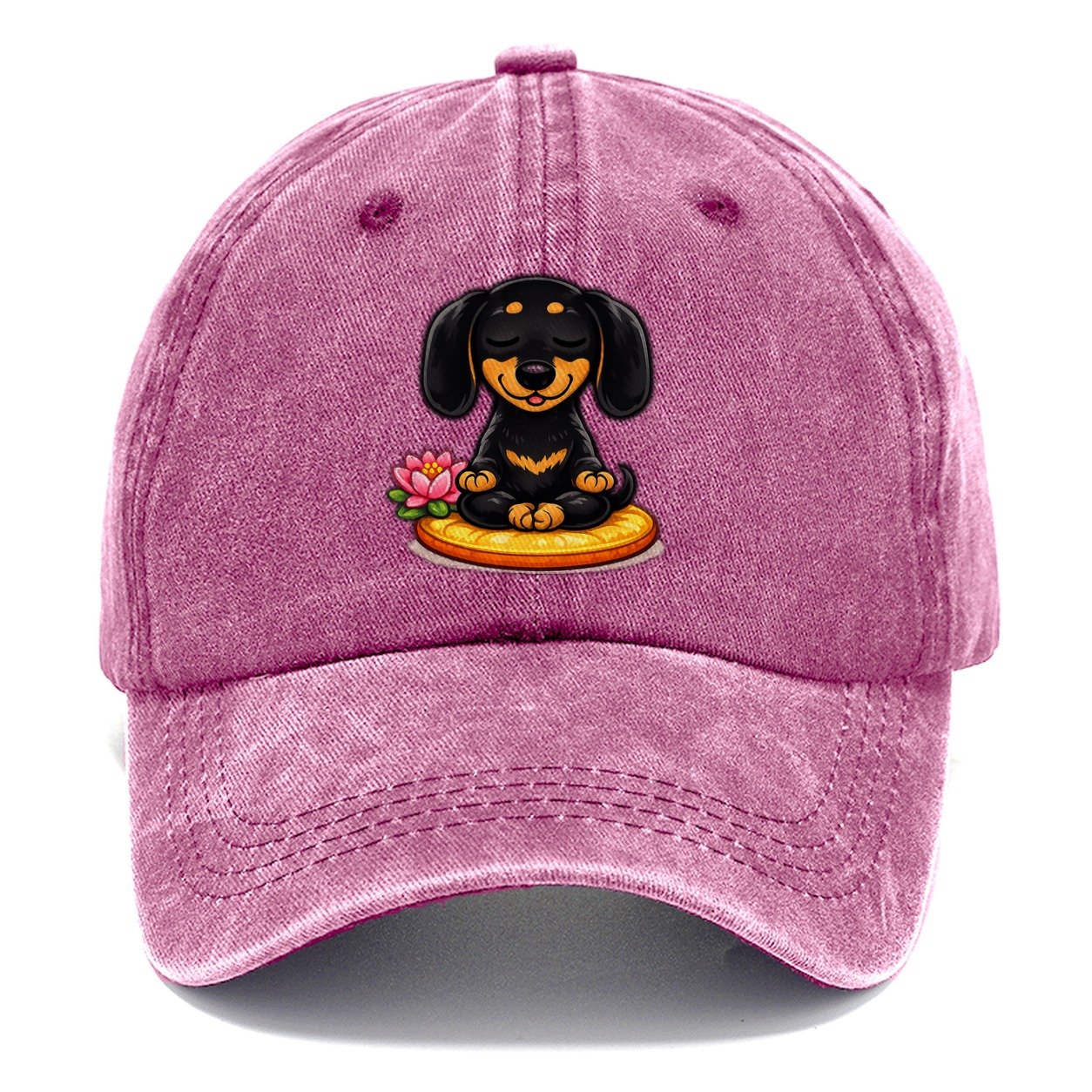 Meditating Dachshund Cushion Classic Cap – Dusty Rose
