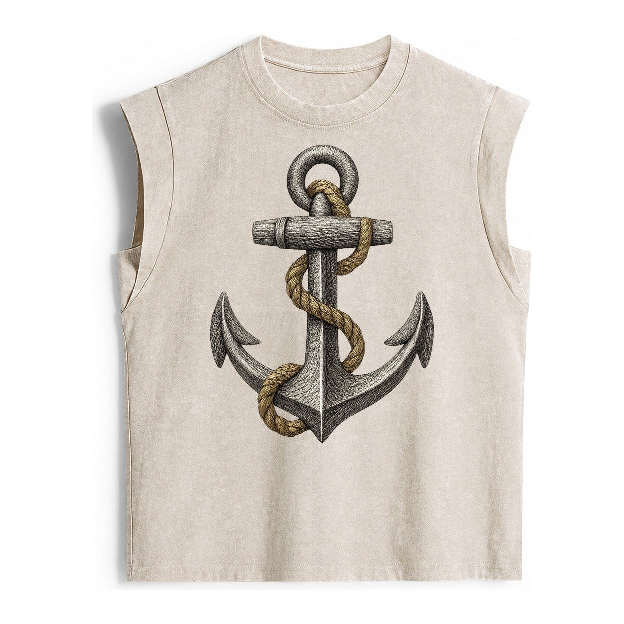 Anchor And Rope Vintage Washed Tank – Beige