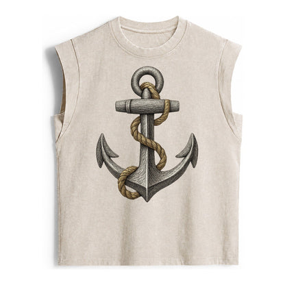 Anchor And Rope Vintage Washed Tank – Beige