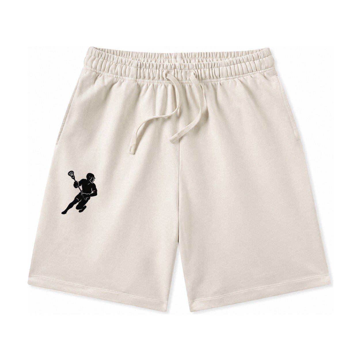 Lacrosse Player Cradling Stick Washed Shorts – Beige