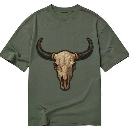 Bull Skull Longhorn Skull With Horns Classic T-shirt – Army Green