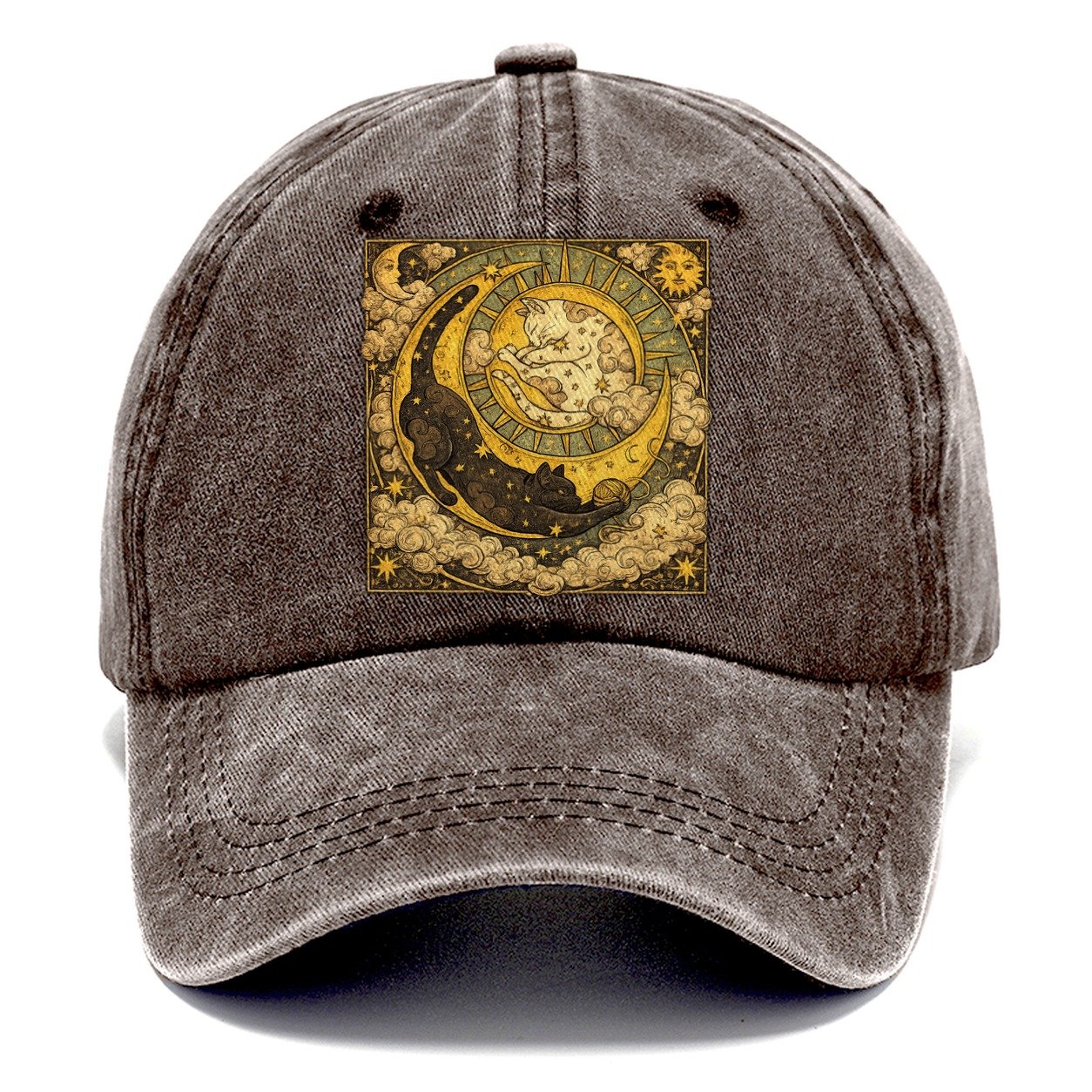 Moonlit Black Cat Classic Cap – Brown