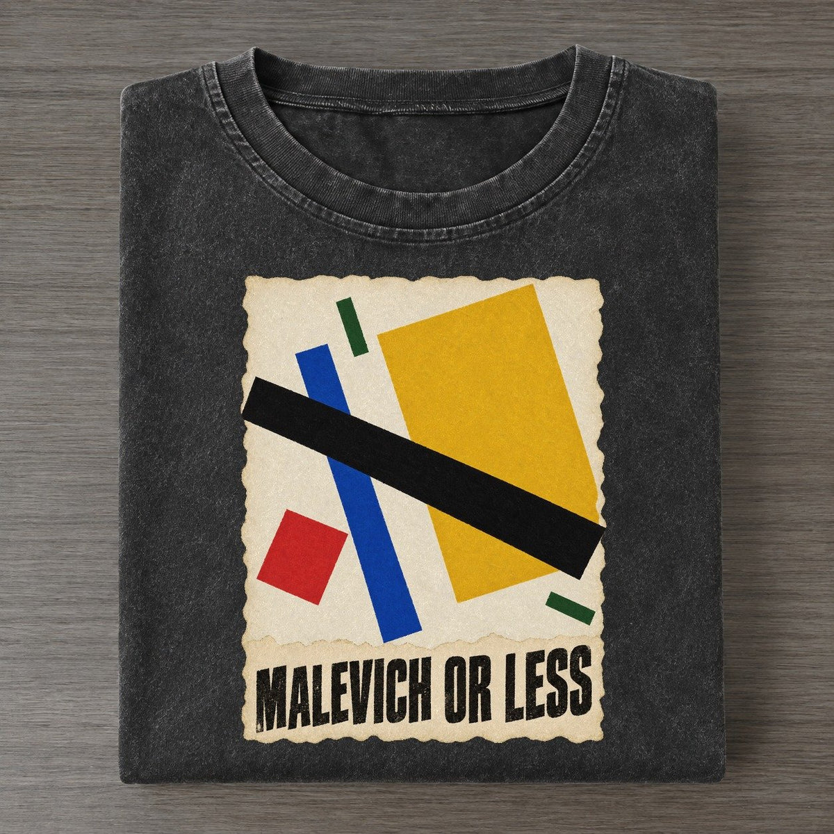 Malevich Or Less Floating Rectangles Art Pun Vintage T-shirt – Black