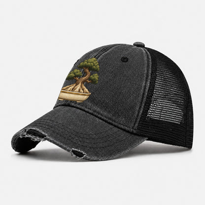 Exposed Nebari Specimen Bonsai Washed Trucker Hat – Black