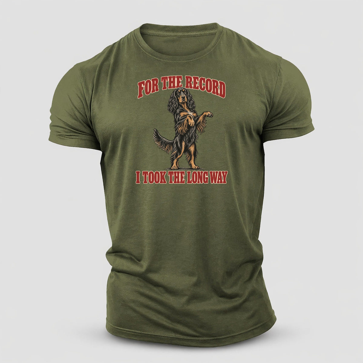 Gordon Setter Dog Declarations Cotton T-Shirt – Army Green