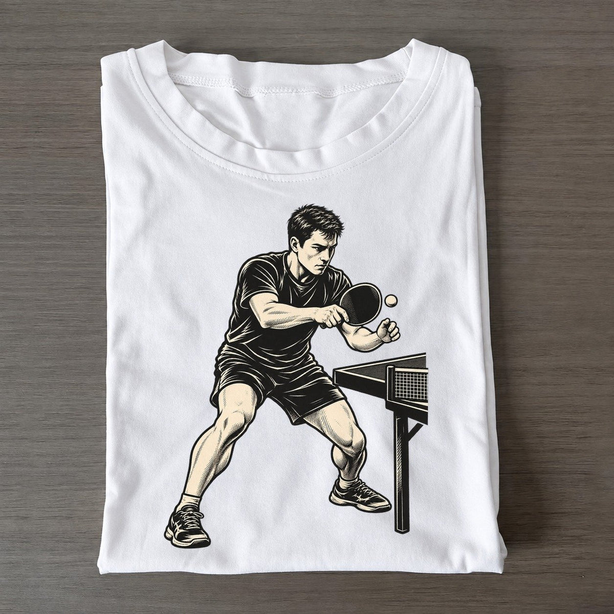 Table Tennis Backhand Block Global Sports Ink Figures Classic T-shirt – White