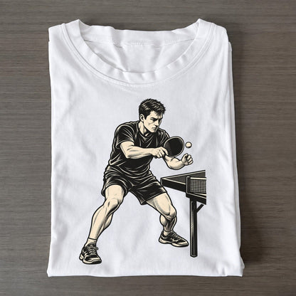 Table Tennis Backhand Block Global Sports Ink Figures Classic T-shirt – White