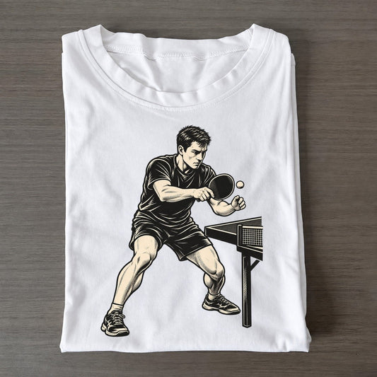 Table Tennis Backhand Block Global Sports Ink Figures Classic T-shirt – White