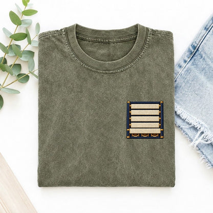 Marimba Rising Bars Left Chest Vintage T-shirt – Army Green