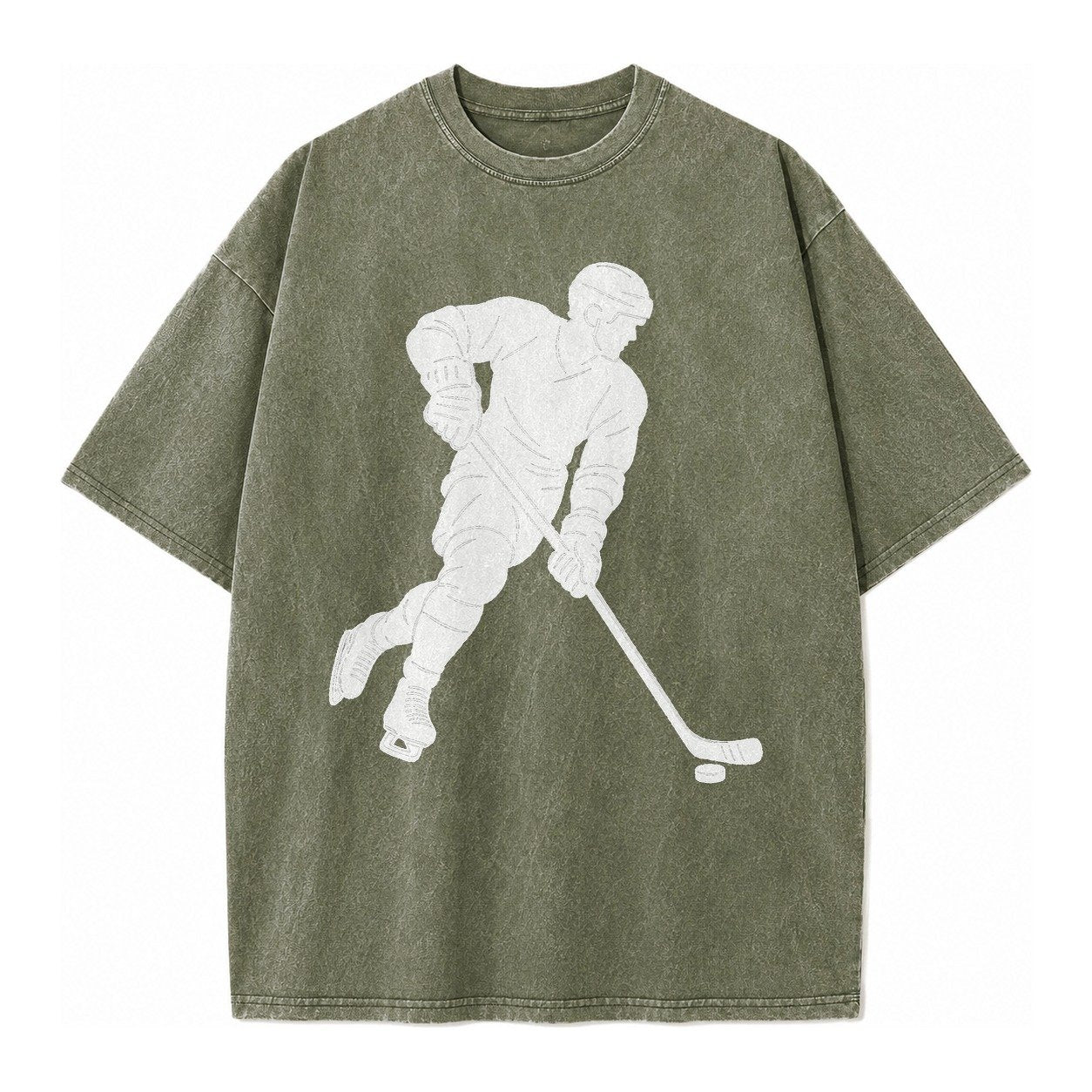 Ice Hockey Player Vintage T-shirt – Army Green
