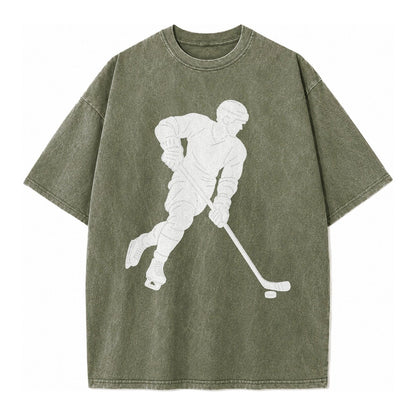 Ice Hockey Player Vintage T-shirt – Army Green