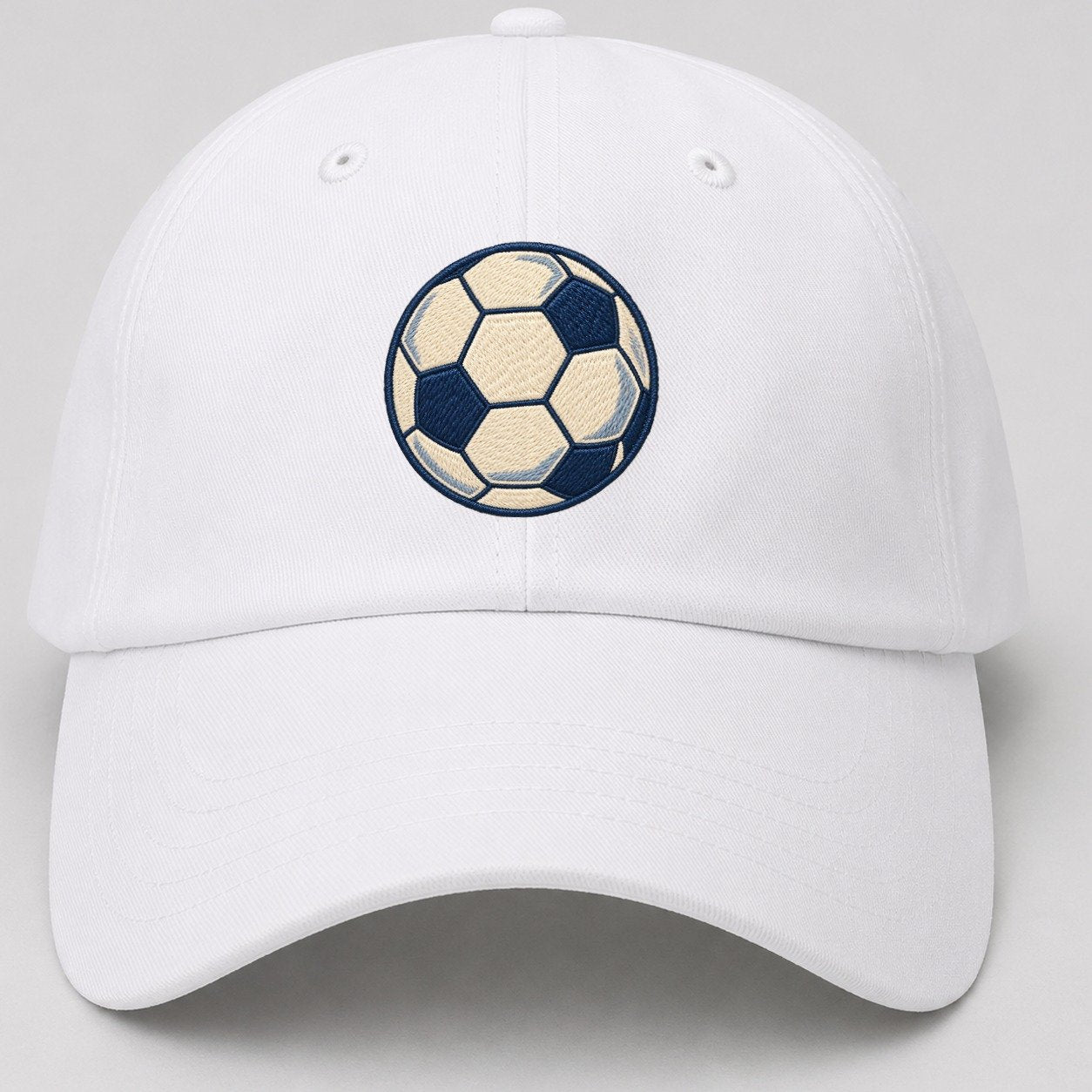 Soccer Ball Tiny Solo Marks Baseball Cap – White