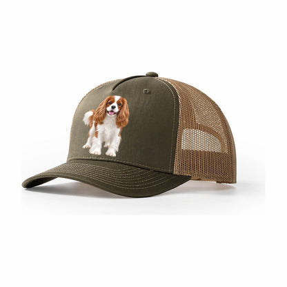 Cavalier King Charles Spaniel Standing Top Breeds Trucker Hat – Olive Khaki