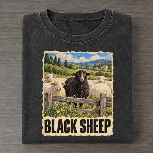 Sheep Black Sheep Animal Puns Vol. 2 Vintage T-shirt – Black