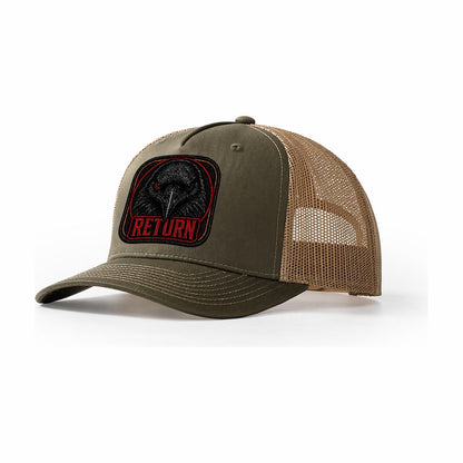 Raven Return Badge Trucker Hat – Olive Khaki