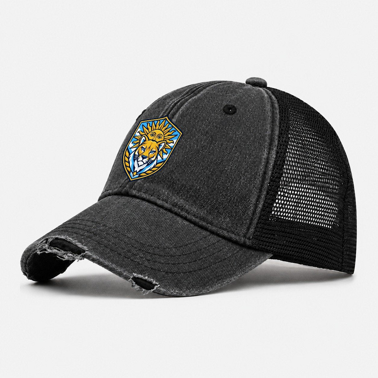 Argentina Minimal Emblem Country Logos Washed Trucker Hat – Black