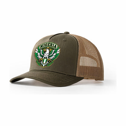 Nigeria Retro Badge Country Logos Trucker Hat – Olive Khaki