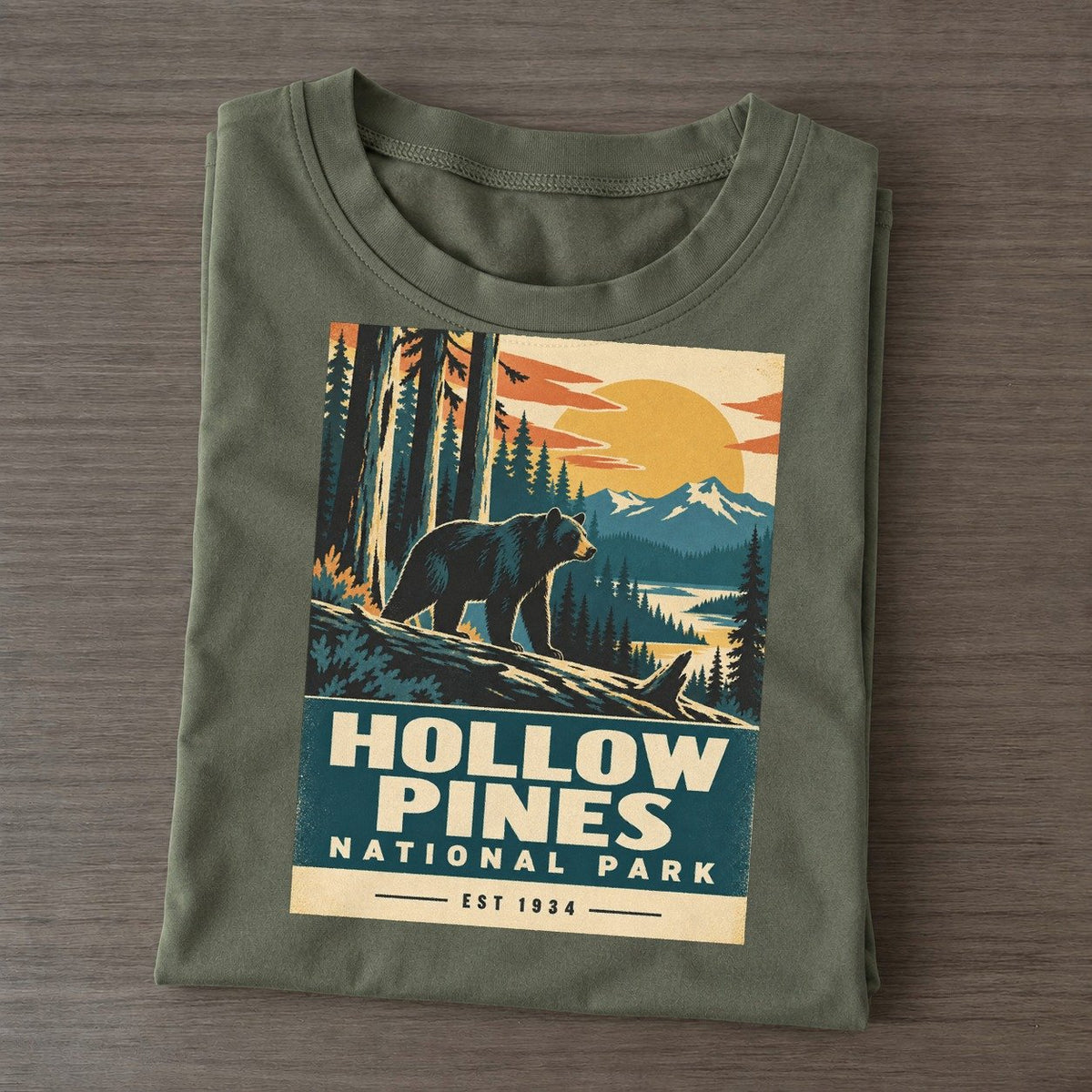 Hollow Pines Nowhere National Parks Classic T-shirt – Army Green