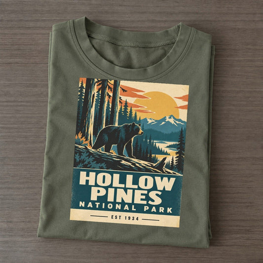 Hollow Pines Nowhere National Parks Classic T-shirt – Army Green