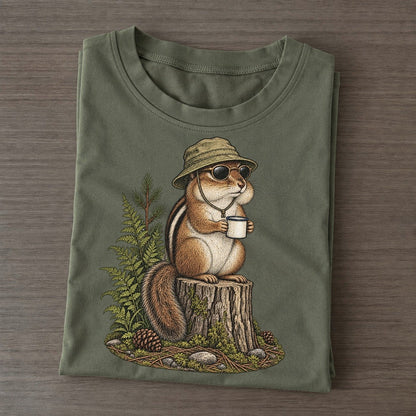 Chipmunk Pocket Coffee Slow Camp Club Classic T-shirt – Army Green