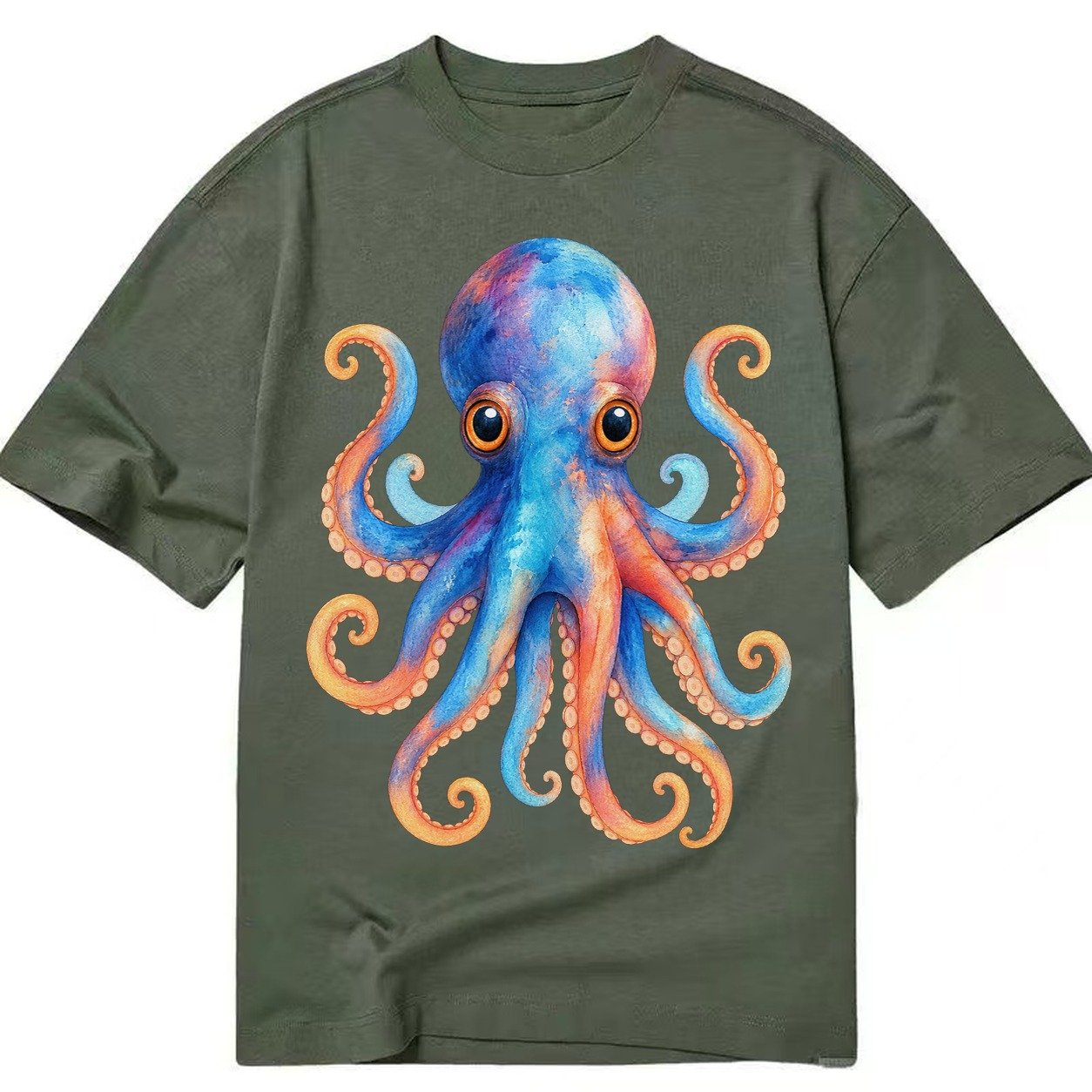 Octopus Cute Classic T-shirt – Army Green