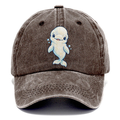 Beluga Whale Front Smile Sea Sprite Classic Cap – Brown