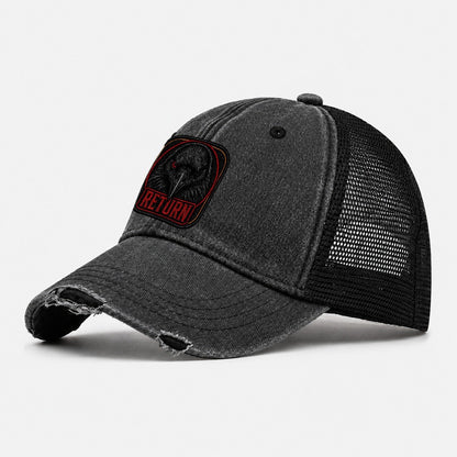 Raven Return Badge Washed Trucker Hat – Black