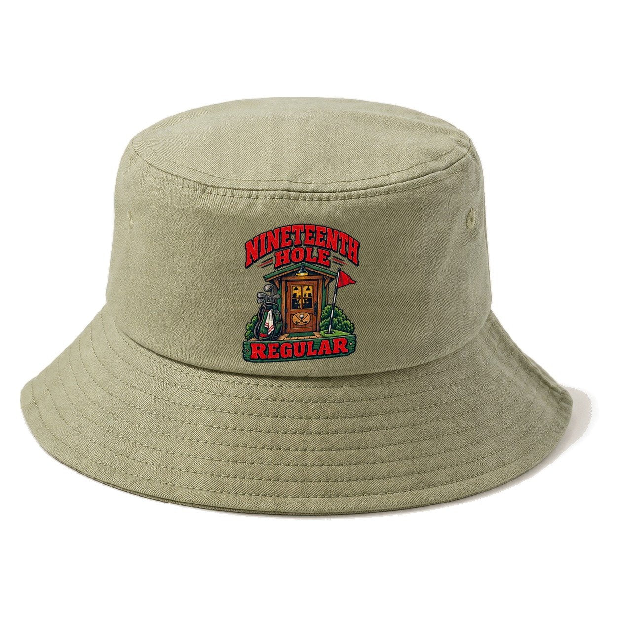 Nineteenth Hole Regular Golf Life Bucket Hat – Army Green