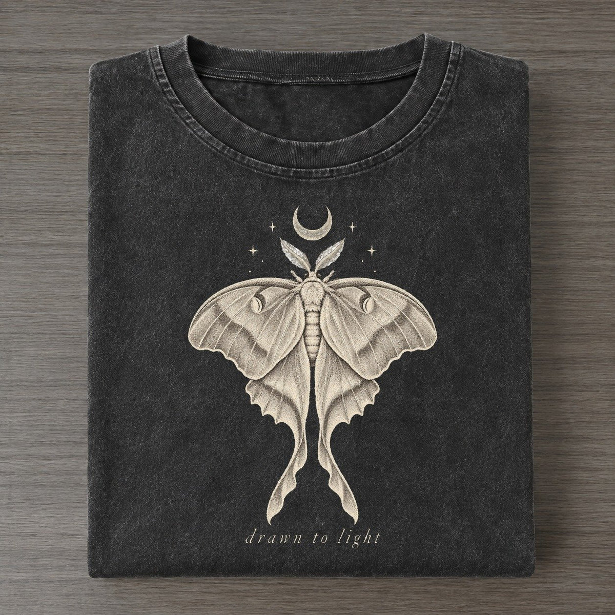 Luna Moth Midnight Linework Vintage T-shirt – Black