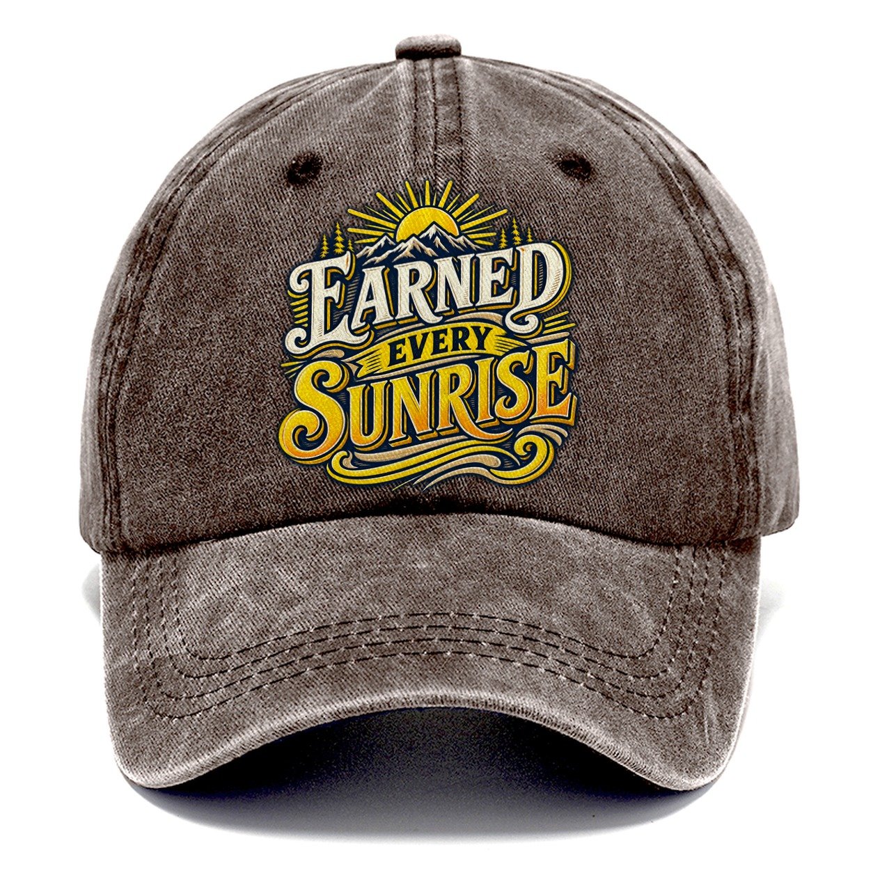 Earned Every Sunrise Retired Living Classic Cap – Brown