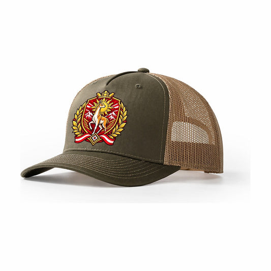 Peru Heraldic Crest Country Logos Trucker Hat – Olive Khaki