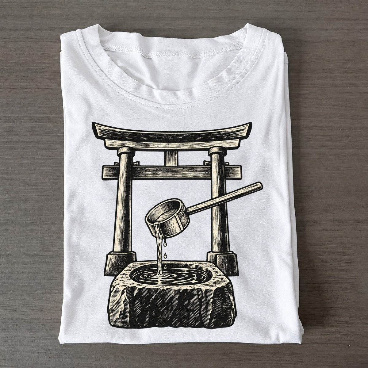 Shinto Purification Ladle World Faiths Ink Figures Classic T-shirt – White