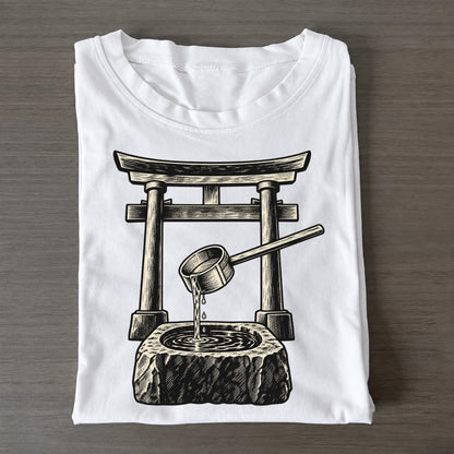 Shinto Purification Ladle World Faiths Ink Figures Classic T-shirt – White
