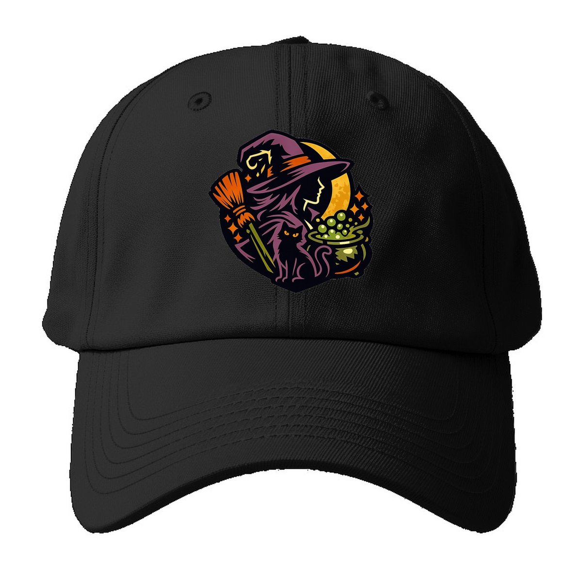 Moonlit Witch Baseball Cap – Black