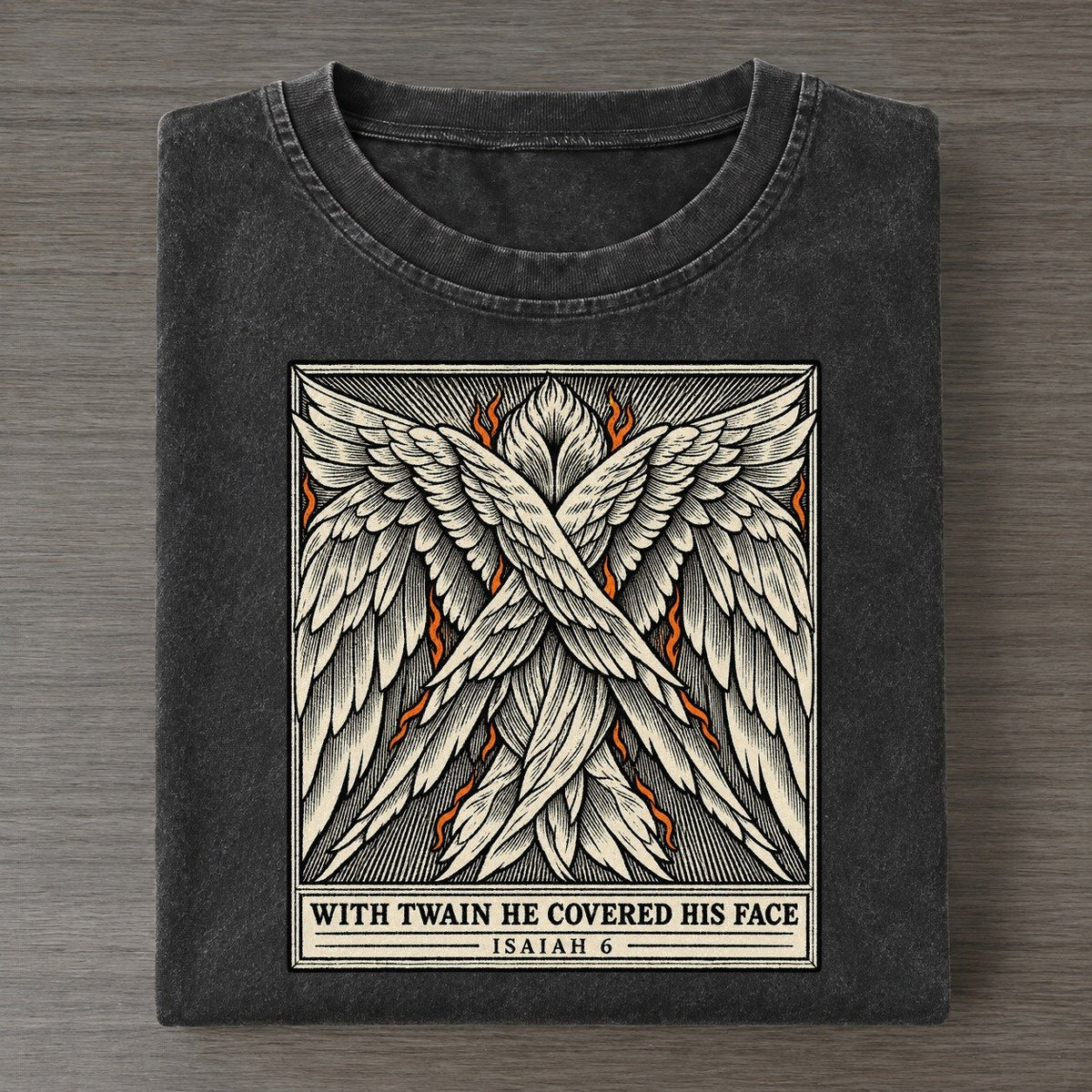 With Twain He Covered Sixfold Wings Vintage T-shirt – Black