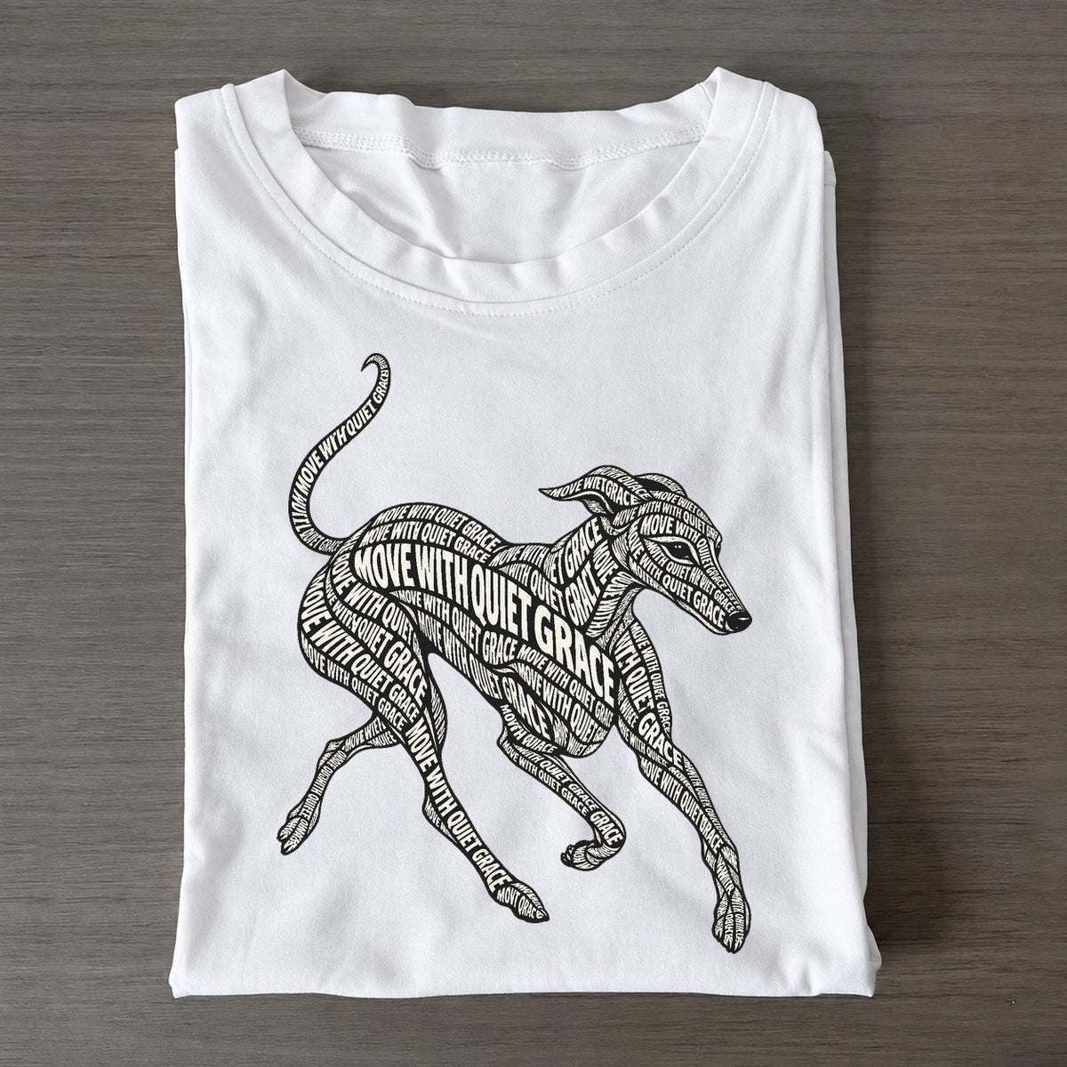 Whippet Running Line Phrase Silhouette Classic T-shirt – White