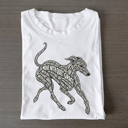 Whippet Running Line Phrase Silhouette Classic T-shirt – White
