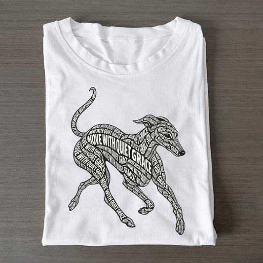 Whippet Running Line Phrase Silhouette Classic T-shirt – White