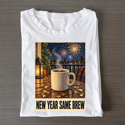 New Year Same Brew Painted Pop Culture Pun Classic T-shirt – White