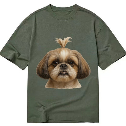 Shih Tzu Underbite Large Eyes Hair In Topknot Imperial Beari Classic T-shirt – Army Green