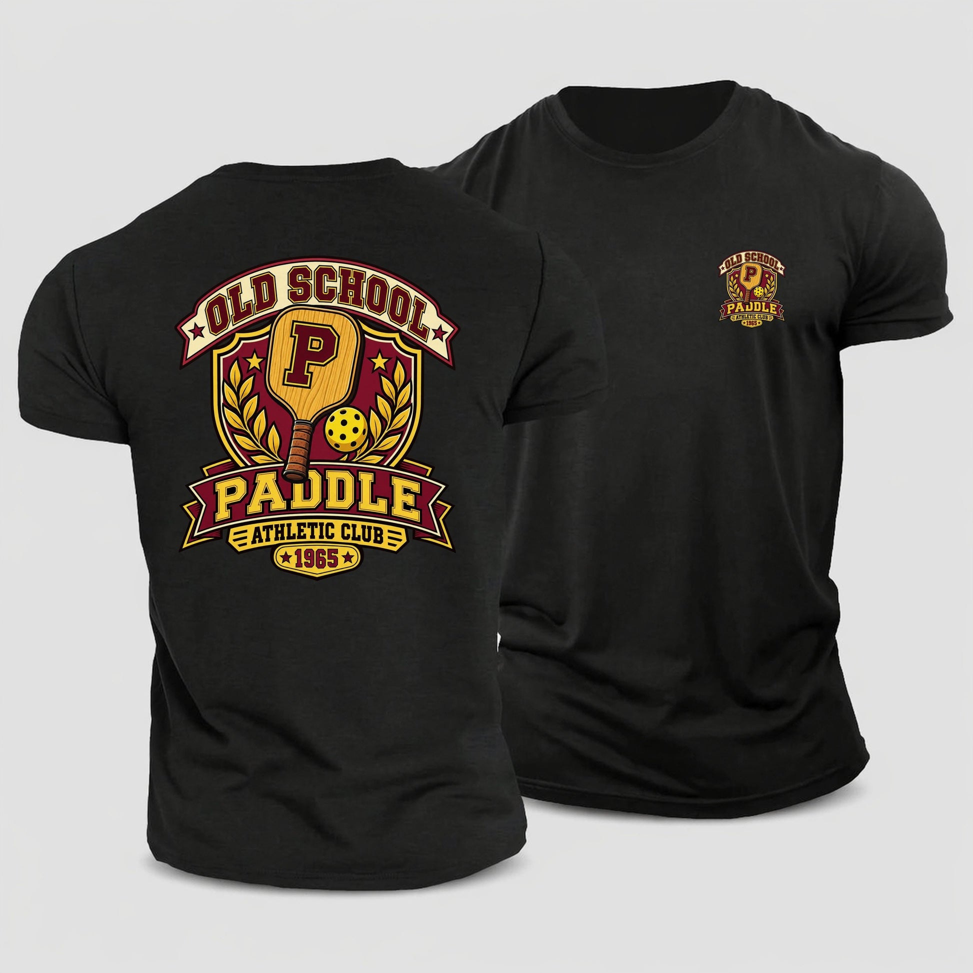 Old School Paddle Athletic Club Pickleball Life Cotton T-Shirt – Black