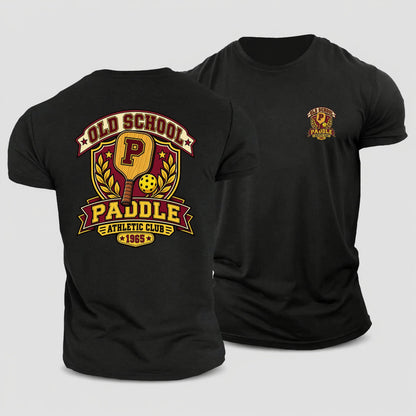 Old School Paddle Athletic Club Pickleball Life Cotton T-Shirt – Black