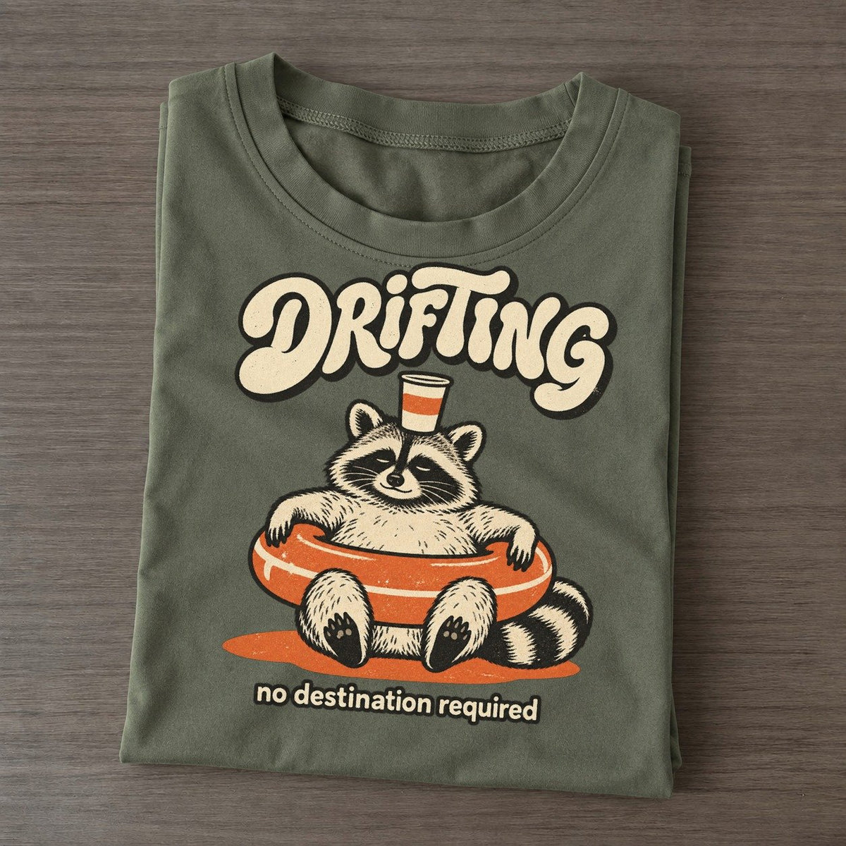 Drifting Raccoons Off Duty Classic T-shirt – Army Green