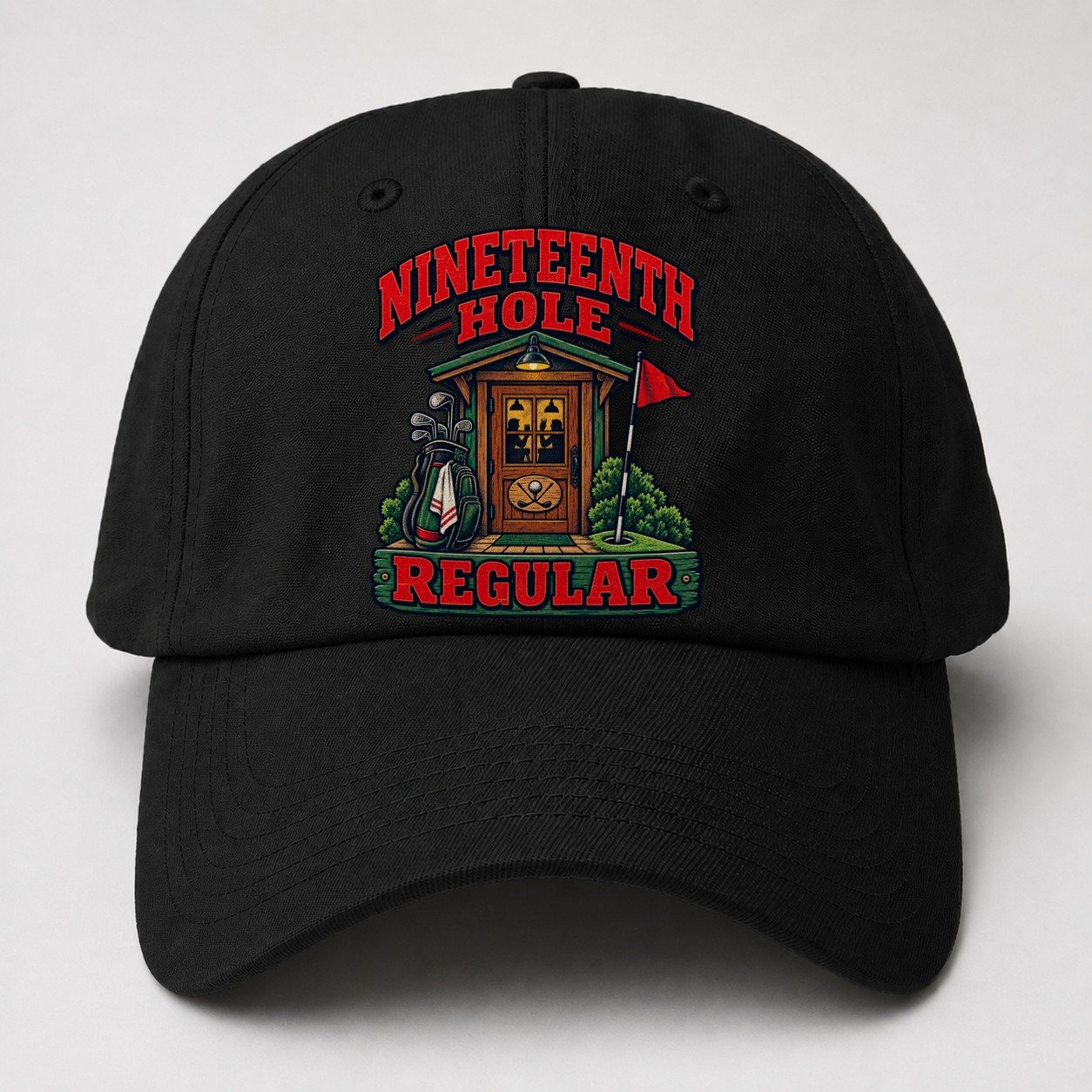 Nineteenth Hole Regular Golf Life Baseball Cap – Black