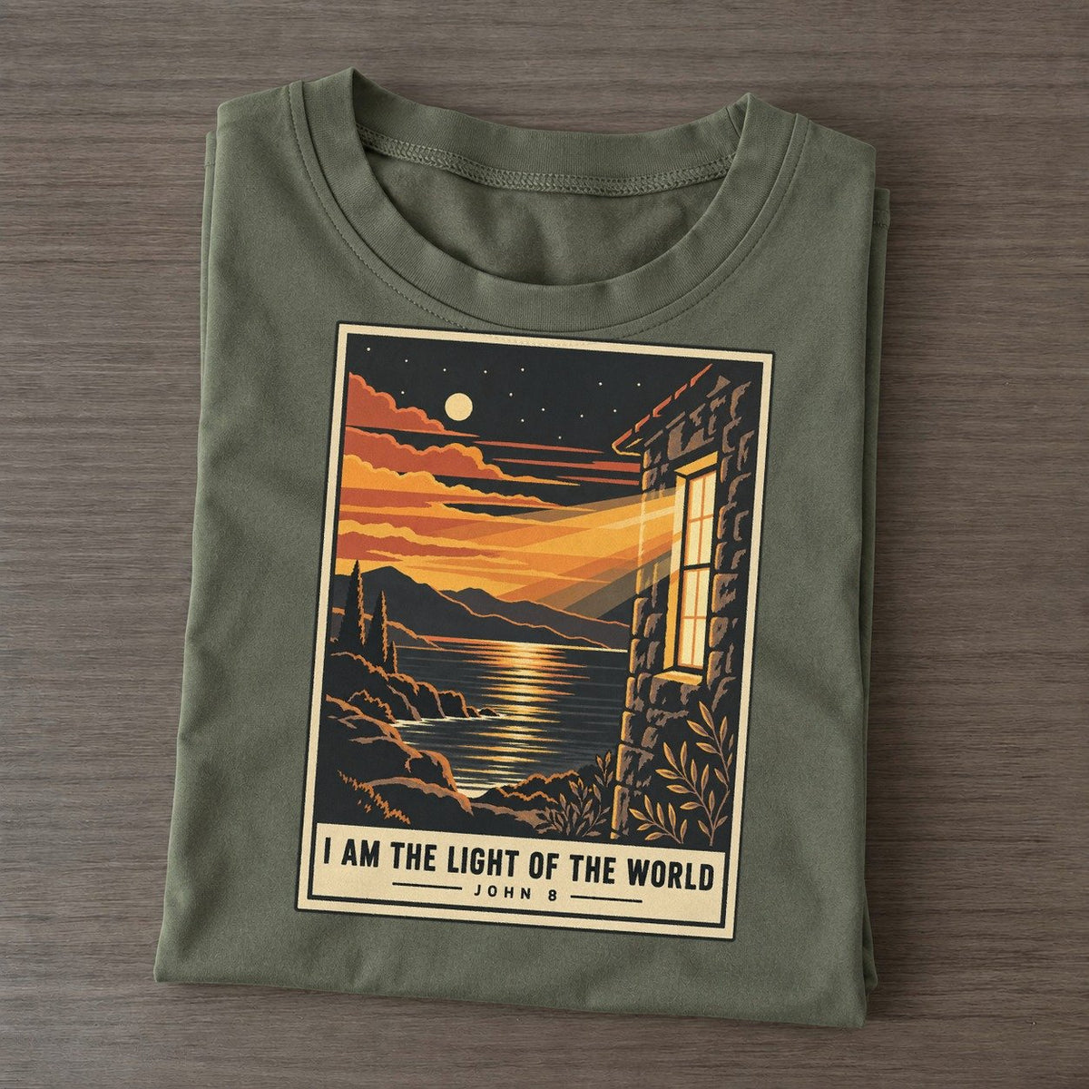 I Am The Light Given Light Classic T-shirt – Army Green