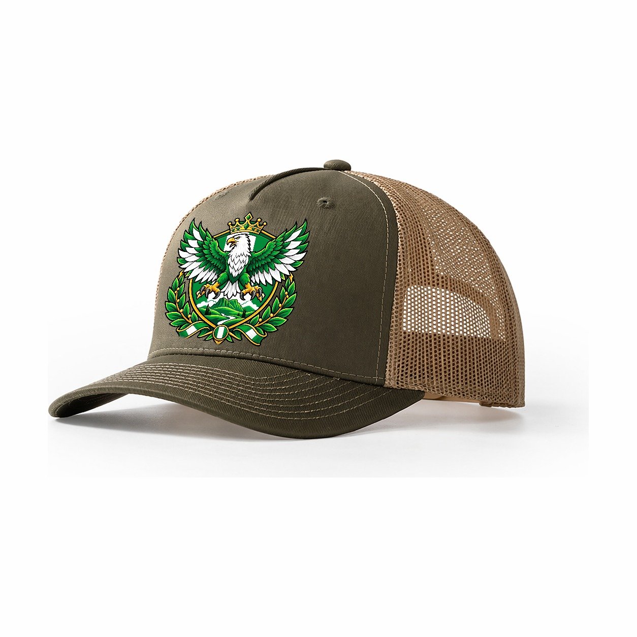 Nigeria Heraldic Crest Country Logos Trucker Hat – Olive Khaki
